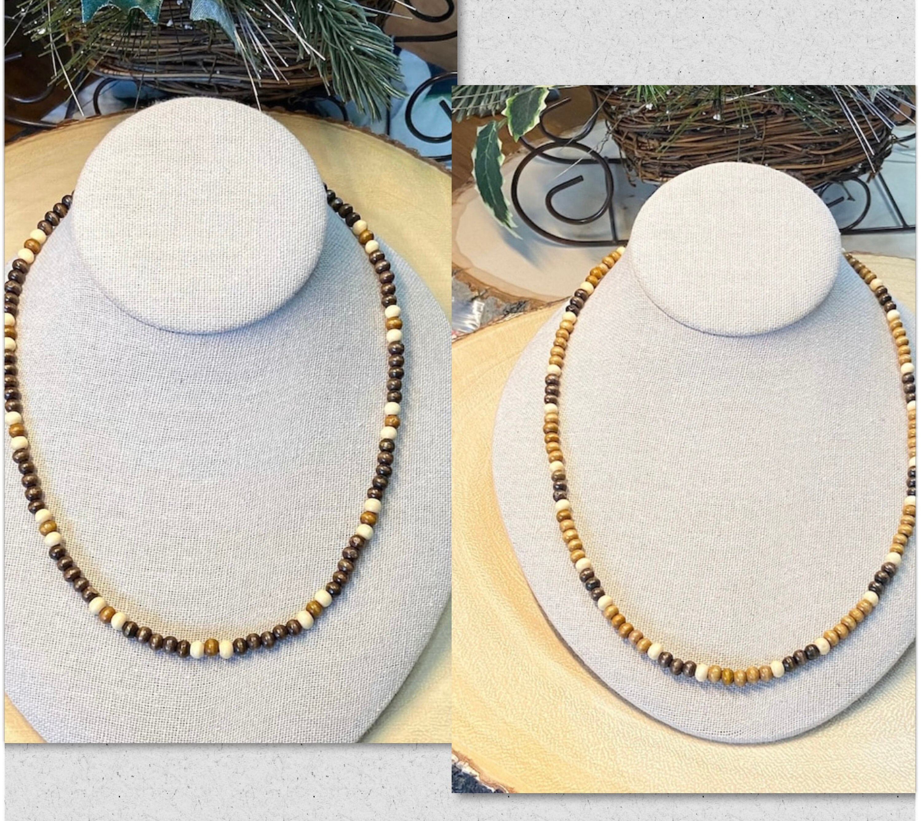 Brown Wood Bead Necklace, Wood Bead Necklace Men, Boho Necklace, Surfer Necklace, Wood Bead Necklace Women, Men’s Jewelry