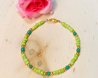 Pulsera de cuentas verdes, Pulsera verde lima para mujeres, Joyería de cuentas verdes, Regalos para ella, Regalo de hermana