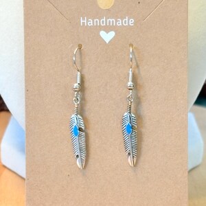 Single Mens Dangle Earring, Mens Southwest Feather Earring, Mens Silver Feather Earring, Single Earring Men, Symbol Amulet Men