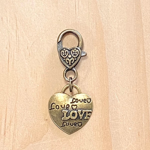 Bronze Heart Purse Charm, Bronze Purse Charm, Double Heart Purse Bling, Heart Purse Charm, Handbag Bling, Gifts for Her