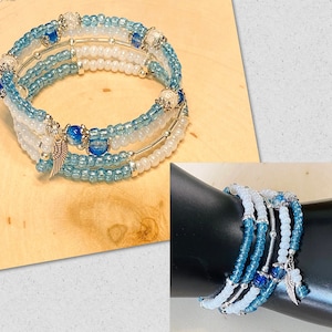 Memory Wire Bracelet, Blue Memory Wire Bracelet, Memory Wire Bracelet Boho, Memory Wire Bracelets for Women, Gifts for Her