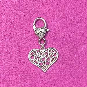Silber Herz Geldbörse Charme, filigrane Herz Geldbörse Charme, Silber Handtasche Bling, Silber Herz Zipper Pull, Damen Geschenk, Geschenke für sie