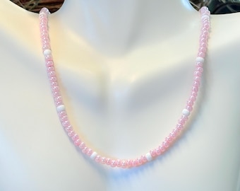 Pink Bead Necklace Women, Pink Beaded Necklace, Light Pink Bead Necklace, Pink Beaded Jewelry, Pastel Jewelry, Gifts for Her