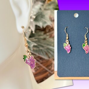 Grape Earrings, Purple Grape Earrings, Purple Earrings, Fruit Earrings, Teen Earrings, Gifts for Her
