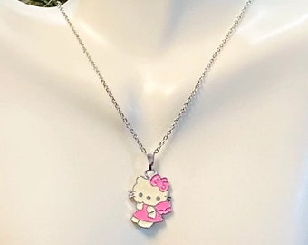 Collar de gato de plata, collar de plata para niñas, collar de gato para niñas, regalo para nietas, regalo para hijas