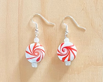 Peppermint Candy Earrings, Holiday Earrings, Christmas Earrings, Holiday Jewelry, Holiday Gifts, Coworker Gift, Gifts for Her