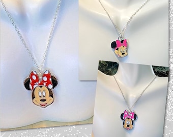 Minnie Necklace, Girls Cartoon Necklace, Minnie Chain, Kids Jewelry, Teen Girl Necklace, Kids Pendant Necklace