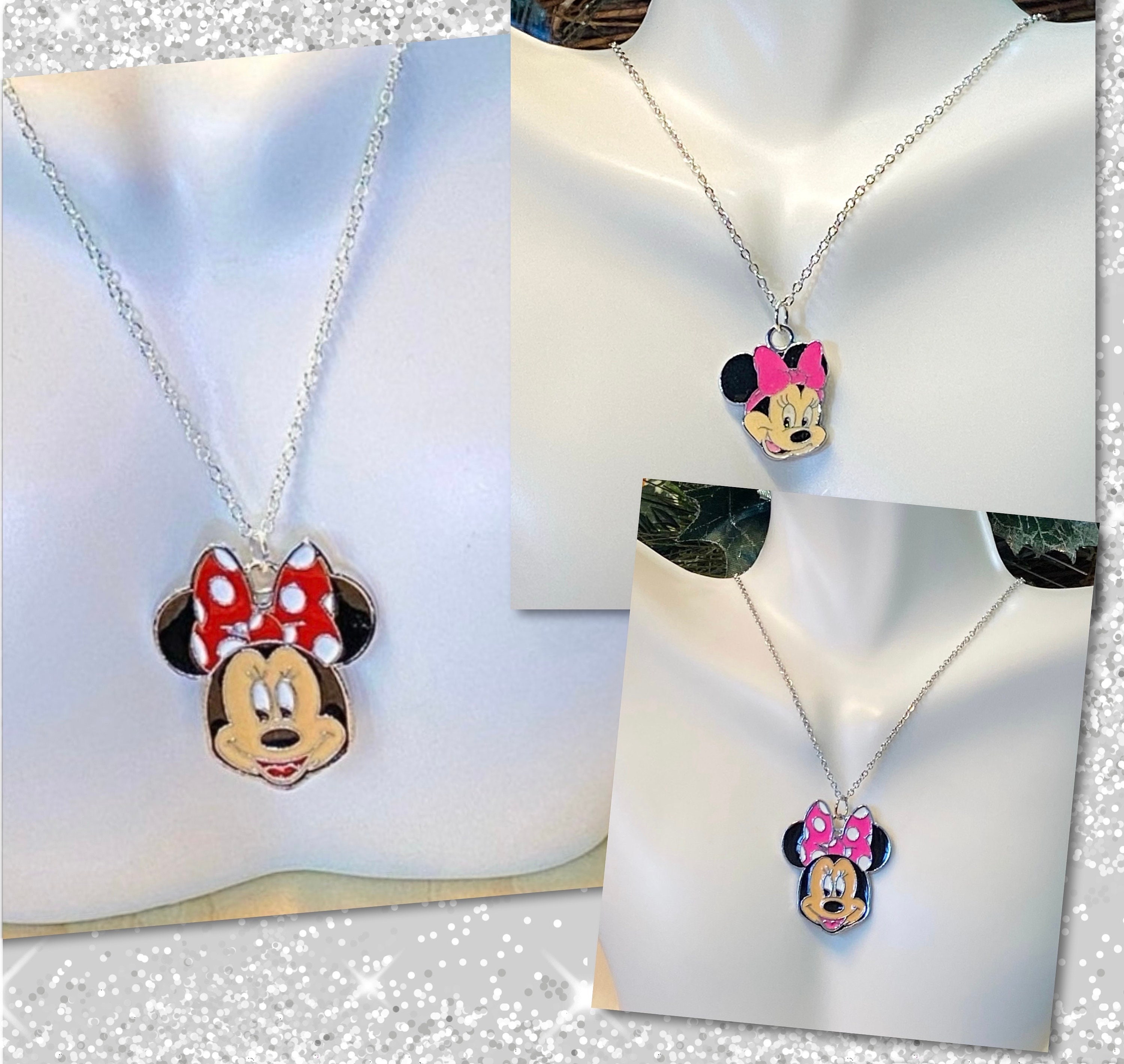 Minnie Mouse Walt Disney Productions NOS Gold Tone Enameled Pendant - Ruby  Lane