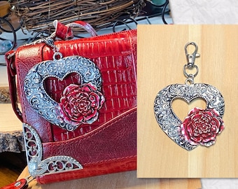 Coach Heart Ruby Red Glitter Luggage Handbag Tag Purse Charm  display picture 3