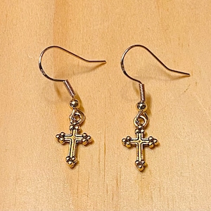 Gold Cross Earrings, Gold Earrings, Cross Jewelry, Dangle Cross Earrings, Christian Cross Jewelry, Religious Jewelry, Religious Gift