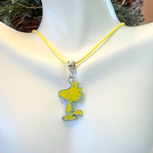 Collar de cordón Woodstock, collar con pájaro de dibujos animados, collar Woodstock, joyería para niños, collar para adolescentes, collar con colgante para niños