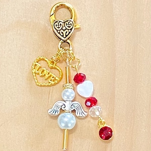 Angel Purse Charm, Gold Purse Charm, Heart Purse Charm, Gold Handbag Bling, Gold Heart Zipper Pull, Womens Gift, Gifts for Her