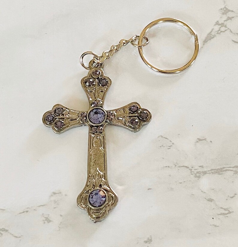 Cross Keychain Silver Cross Key Chain Southwest Keychain Etsy