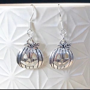 Halloween Pumpkin Earrings, Pumpkin Earrings, Fall Earrings, Autumn Earrings, Silver Pumpkin Earrings, Pumpkin Jewelry