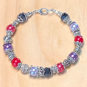 Pearl Bracelet, Pink and Purple Pearl Bracelet, Purple Beaded Bracelet, Purple Beaded Bracelet, Pearl Bracelet Women, Gifts for Her