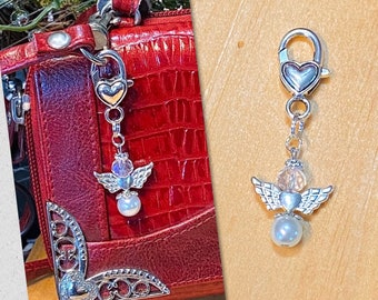 Guardian Angel Purse Charm, Angel Purse Charm, Angel Zipper Pull, Holiday Jewelry, Angel Charm, Memorial Jewelry, Gifts for Her