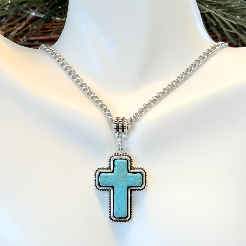Handmade Turquoise Cross Necklace 1