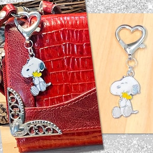 Cartoon Purse Charm, White Dog Purse Charm, Dog Handbag Bling, Silver Zipper Pull, Womens Gift, Gifts for Her