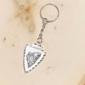 Wolf Keychain Men, Wolf Keychain, Silver Keychain Men, Silver Feather Keychain, Keyring Men, Boyfriend Gift