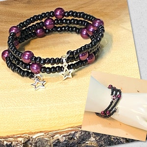 Memory Wire Bracelet, Black Memory Wire Bracelet, Memory Wire Bracelet Boho, Memory Wire Bracelets for Women, Gifts for Her