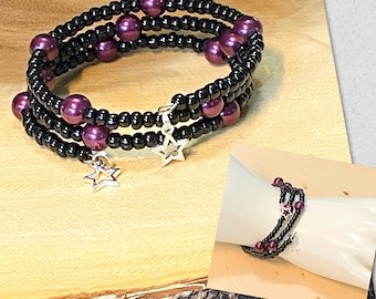 Memory Wire Bracelet, Black Memory Wire Bracelet, Memory Wire Bracelet Boho, Memory Wire Bracelets for Women, Gifts for Her
