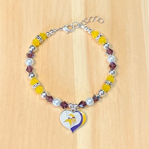 Minnesota Football Bracelet, Purple Football Bracelet, Football Fan Bracelet,  Purple Yellow Jewelry, Gifts for Her