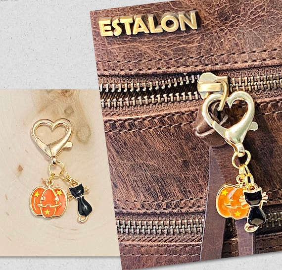 Halloween Purse Charm, Pumpkin Purse Charm, Gold Handbag Bling, Gold Halloween Zipper Pull, Halloween Handbag Bling, Holiday Purse Charm