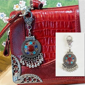 Chandelier Purse Charm, Boho Hippie Purse Charm, Silver Purse Charm, Statement Purse Charm, Boho Jewelry, Chandelier Bag Charm