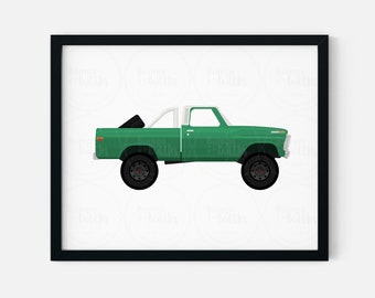 Pickup Truck Wall Art for Toddler Boy Room, Baby Boy Nursery, and Playroom. Classic Car Digital Print - CP103