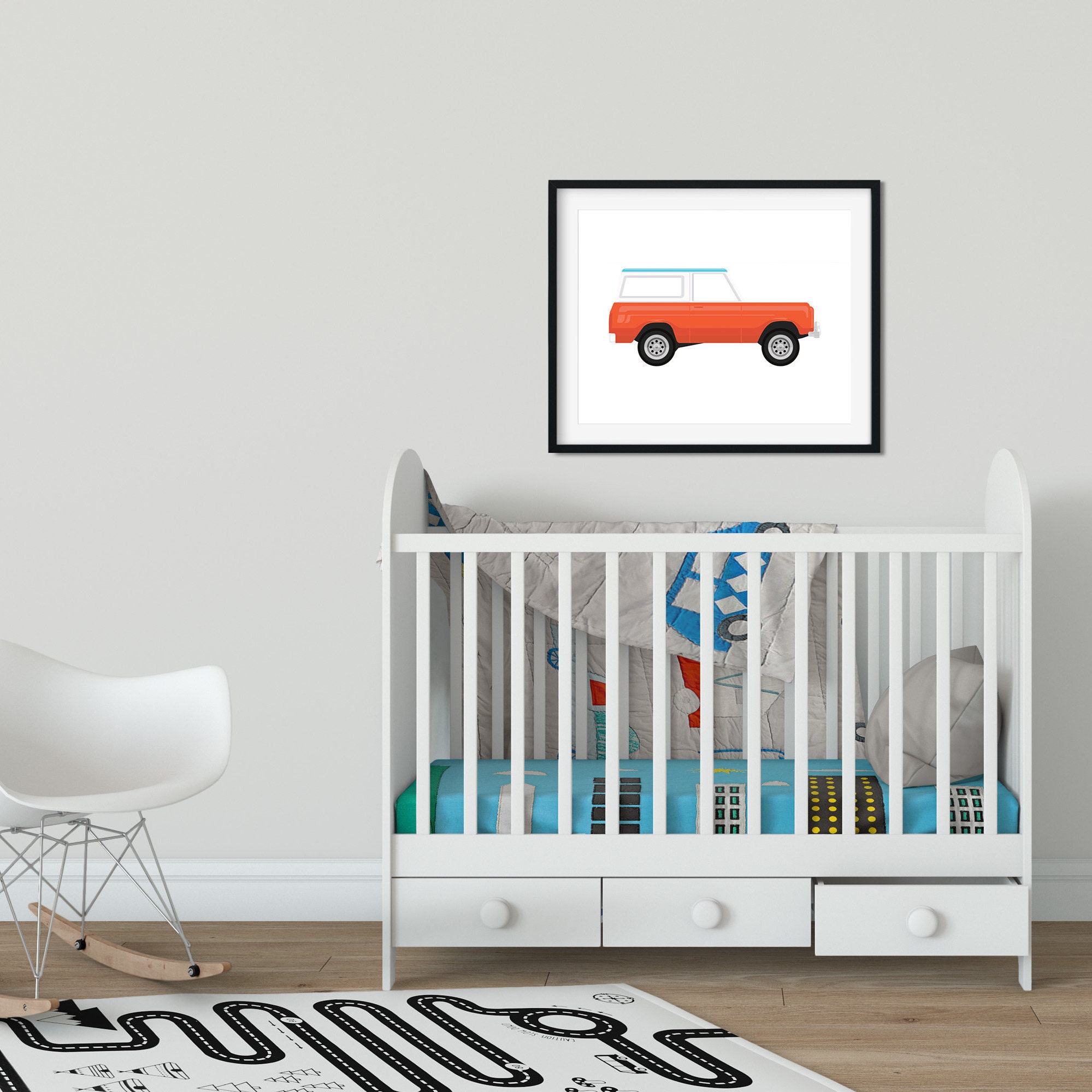 Bronco SUV Car Poster for Little Boys Room, Baby Boy Nursery, and ...