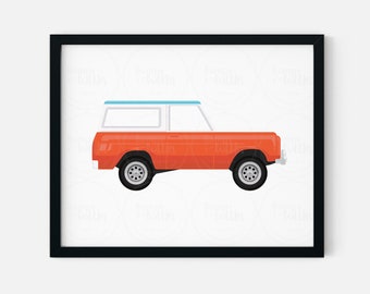 Bronco SUV Car Poster for Little Boys Room, Baby Boy Nursery, and Playroom. Classic Car Digital Print - CP104