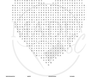 Bridal Word Search, Bridal Shower Puzzle, Wedding Word Search Puzzle, Bridal Shower Activity