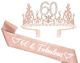 60th Birthday Tiara and Sash, 60th Birthday Sash, 60th Birthday Gifts, 60th Birthday Decoration, 60th birthday gifts for women, 60th Crown