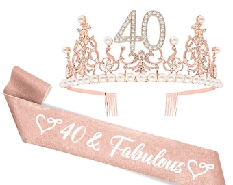 40 Bandas y Tiaras para Decoraciones de Feliz 40 Cumpleaños para Mujeres, Regalos Divertidos de 40 Cumpleaños para Mujeres, Regalo Divertido de 40 Cumpleaños para Mujeres