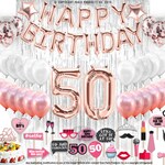 50th Birthday Decorations Party Supplies 50 Banner Rose Gold Etsy