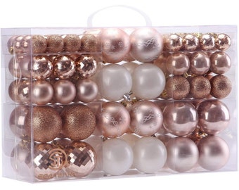 100 pieces assorted christmas ball ornaments shatterproof seasonal decorative hanging baubles holiday xmas tree decorations rose gold - Rose Gold Christmas Tree Decorations 100 pieces assorted christmas ball ornaments shatterproof seasonal decorative hanging baubles holiday xmas tree decorations rose gold - Rose Gold Christmas Tree Decorations