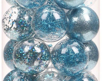 Joyjoz Christmas Ball Ornaments Plastic Christmas Ball Ornaments Decorative Xmas Balls Baubles Set with Stuffed Delicate Decorations 24 Counts, Silver, 60mm//2.36Inch