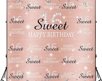 7x5ft Sweet 16th Birthday Backdrop for Party Glitter Blue 16 Birthday Background for Photography Bokeh Silver 16 Birthday Decorations for Girls Princess Cake Table Banner Sixteen Photo Booth Props