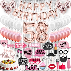 Happy 58th Birthday Banner – Party-Dekoration 1,2 X 1,8 M, Schwarz/gold, Mit Aufhänge-Schnüren