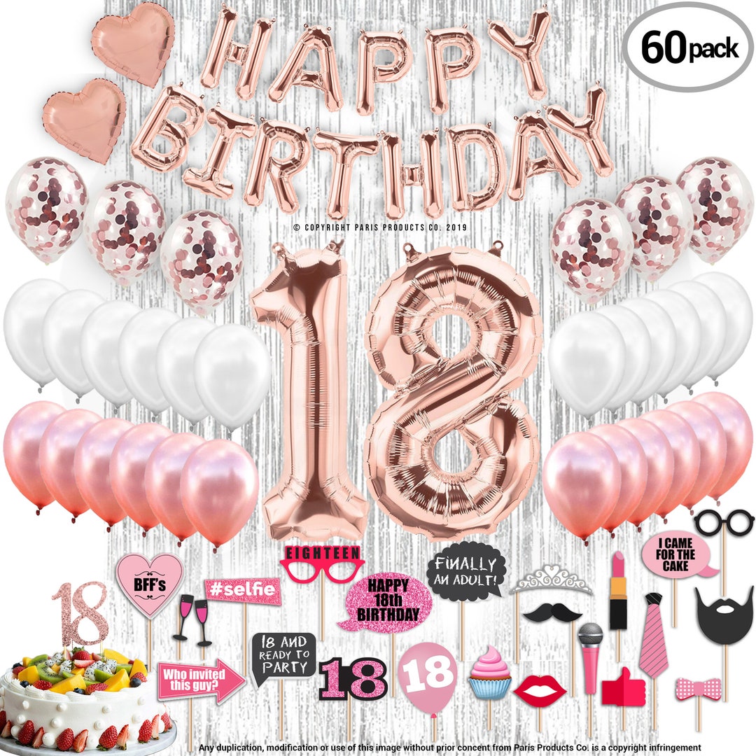 18th Birthday Decoration for Girls Rose Gold Party Supplies for Her ...