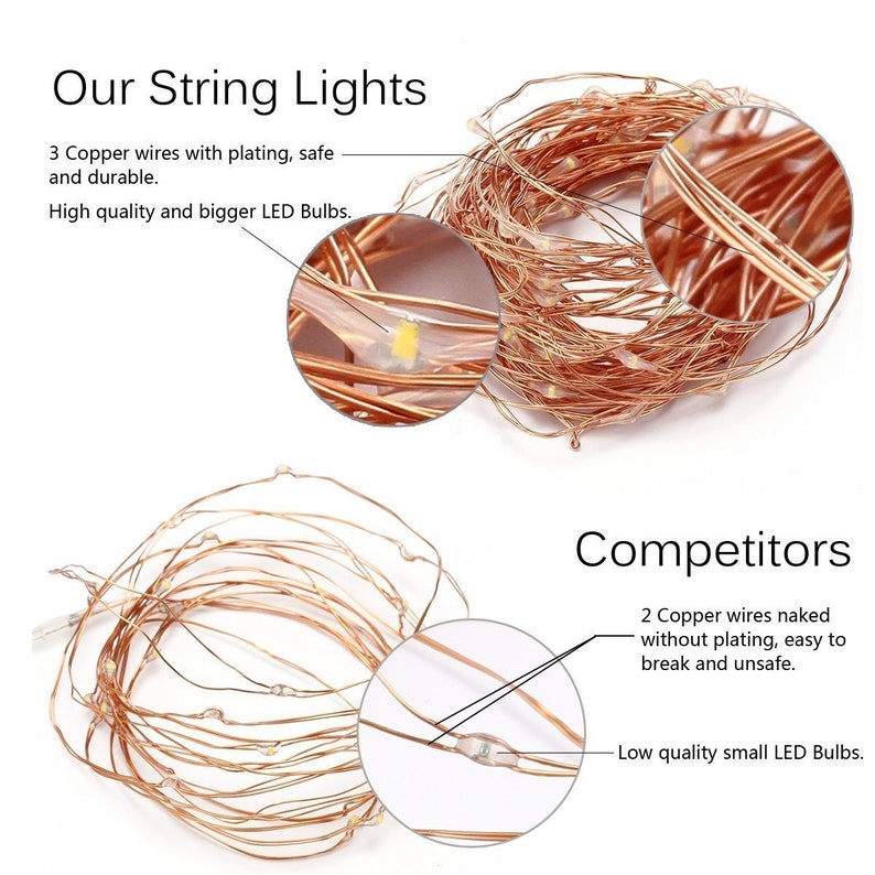 66 Ft 200LEDs Waterproof starry fairy copper string lightUSB Etsy