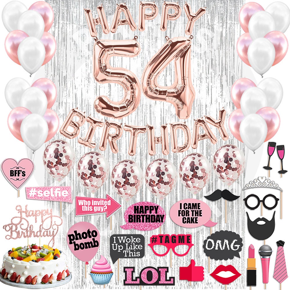 54th Birthday Decorations Birthday Party Supplies Fifty Four Etsy Norway
