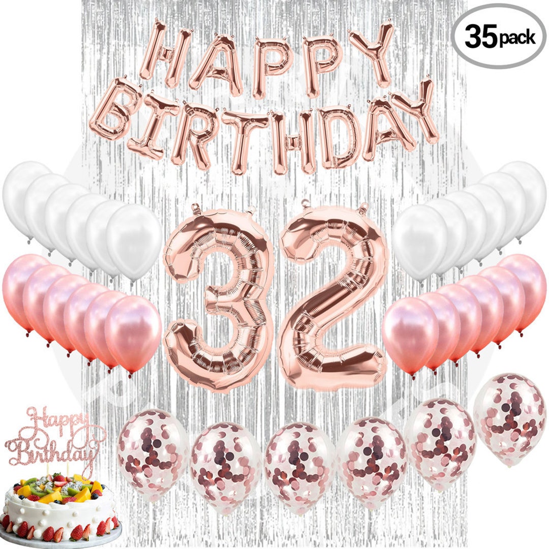 Decoraciones de cumpleaños número 60 para mujer, pancarta de feliz  cumpleaños, decoración de pastel, cortina de oro rosa, banda de cumpleaños  número