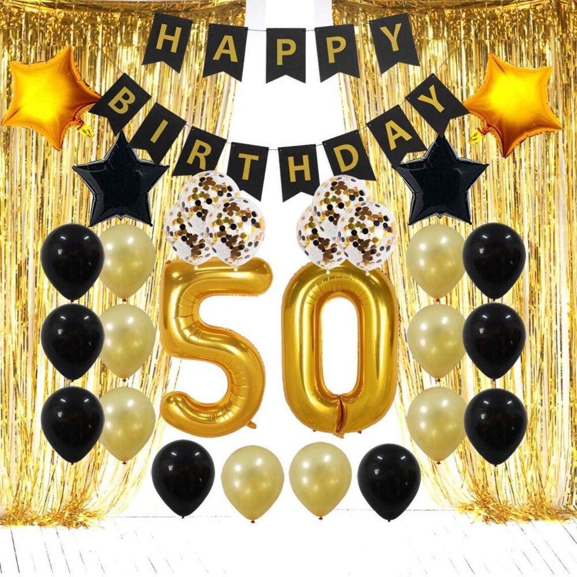 50th Birthday Decorations Party Supplies Gold Kit-50th - Etsy