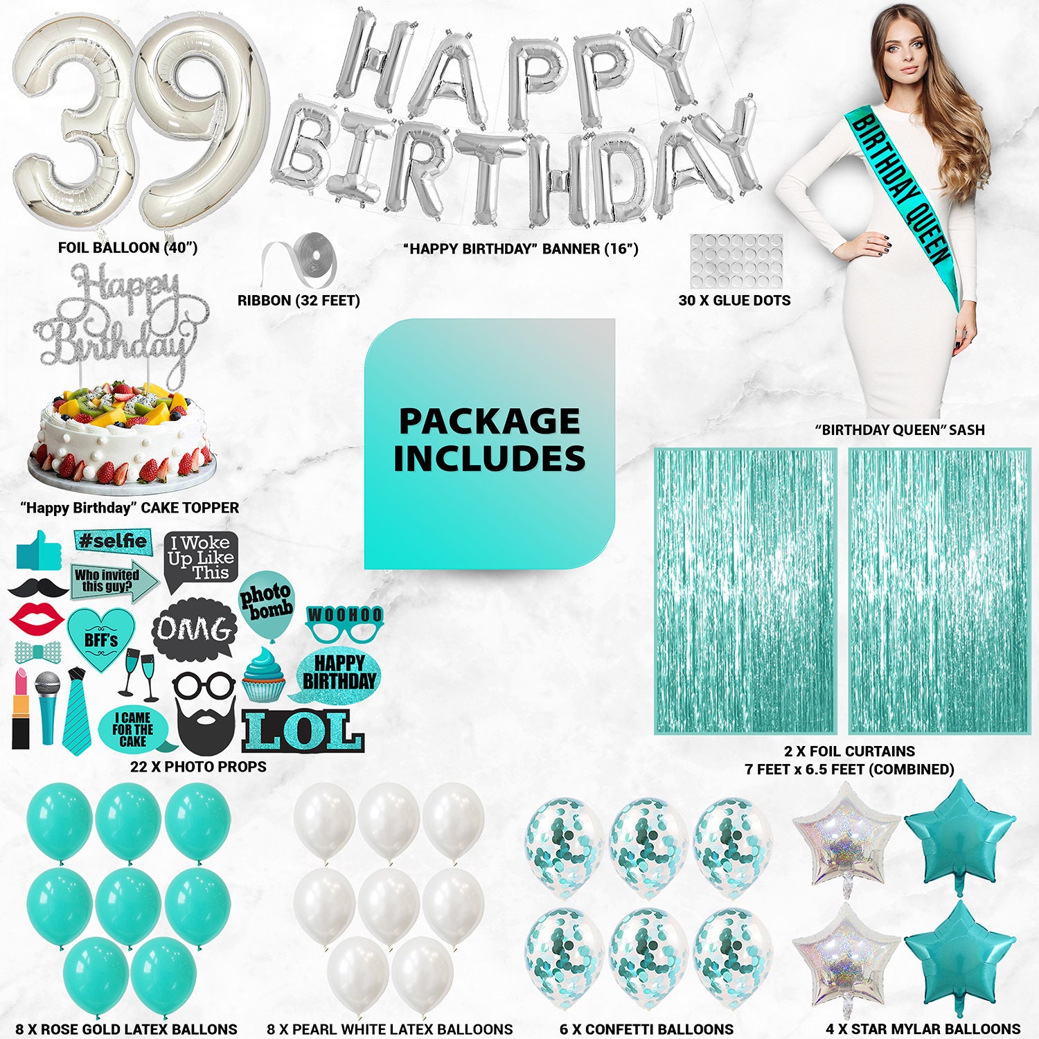 39th Birthday Decorations Birthday Party Supplies Thirty Etsy 日本