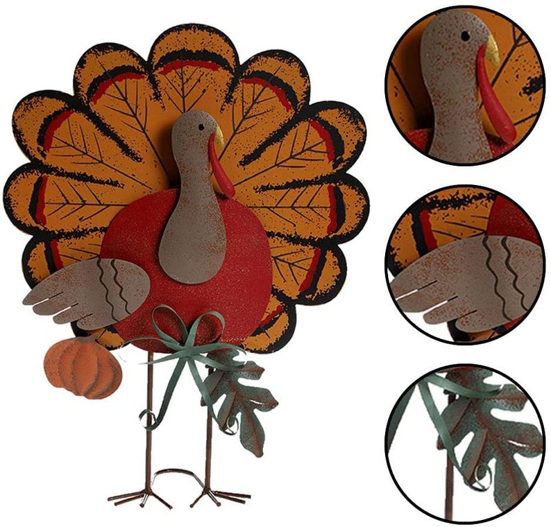 Thanksgiving Metal Turkey Decoration 15 Indoor Standing Etsy