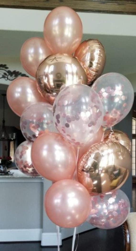 Mother S Day Balloons Gift Rose Gold Confetti Balloons Etsy