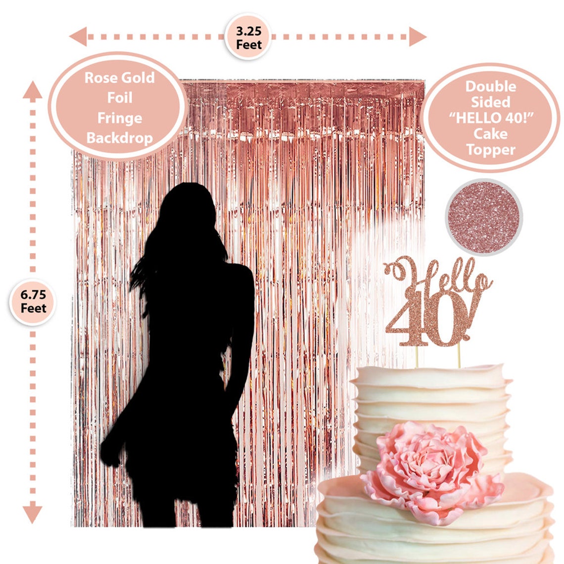 40th Birthday Decoration Rose Gold 40 Party Supplies Etsy