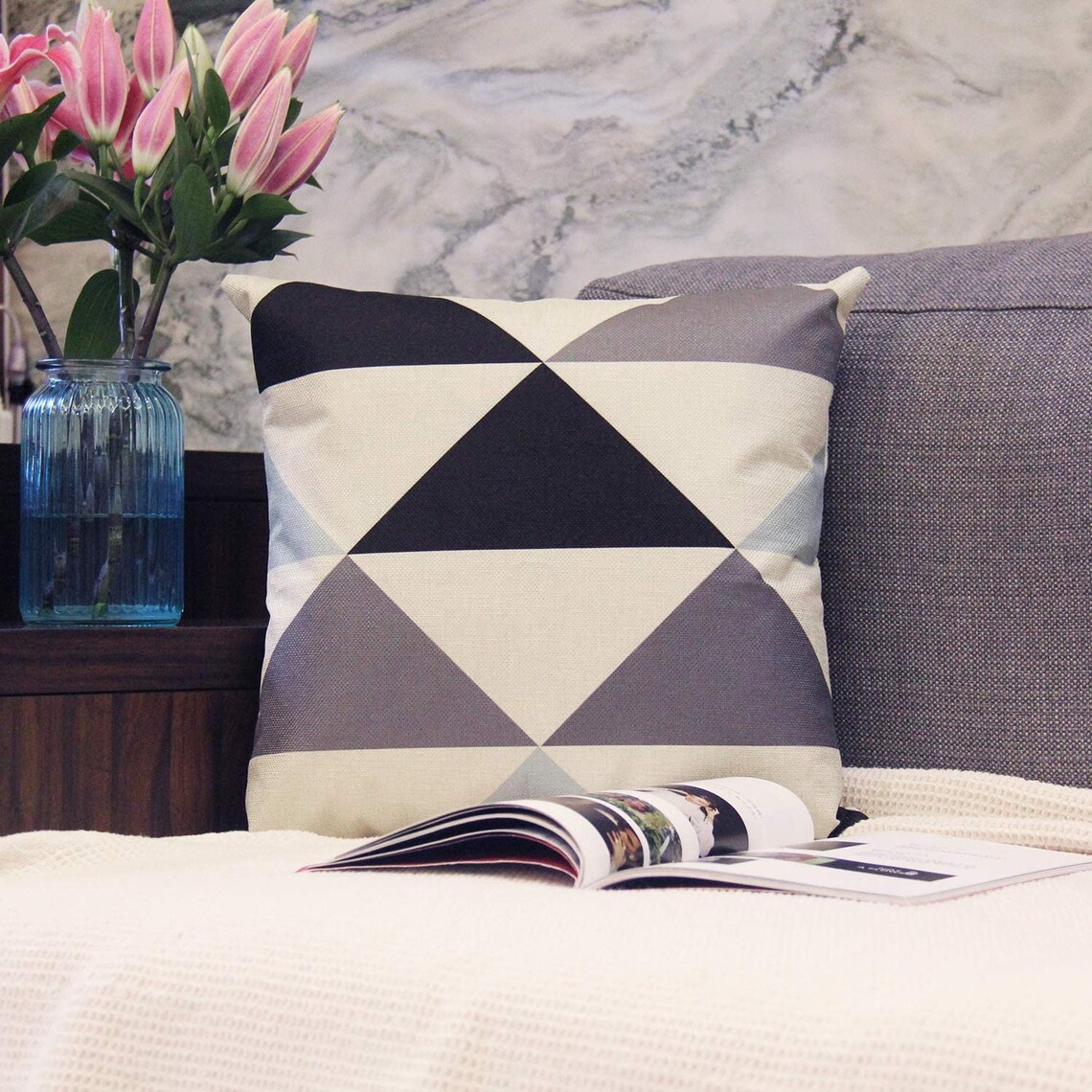 Modern Geometric Throw Pillow Covers Cotton Linen Home Decor Etsy