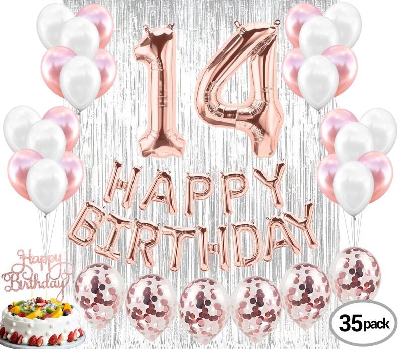 14th BIRTHDAY DECORATIONS Party Supplies and Rose Gold Party - Etsy